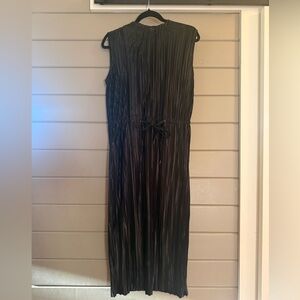 Dex Black Pleated Maxi Dress with Drawstring Waist